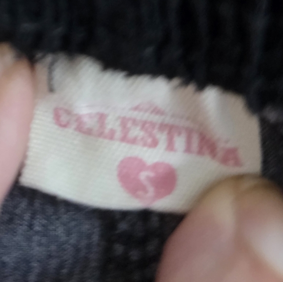 Celestina Black And Beige Floral Design Wide Leg Pants Size Small - Picture 3 of 6